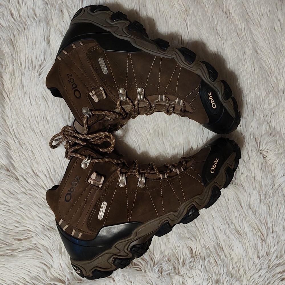 Obōz Womens Bridger Mid Hiking Boots Walnut Brown Leather B-Dry Waterproof 9.5 - Picture 3 of 11